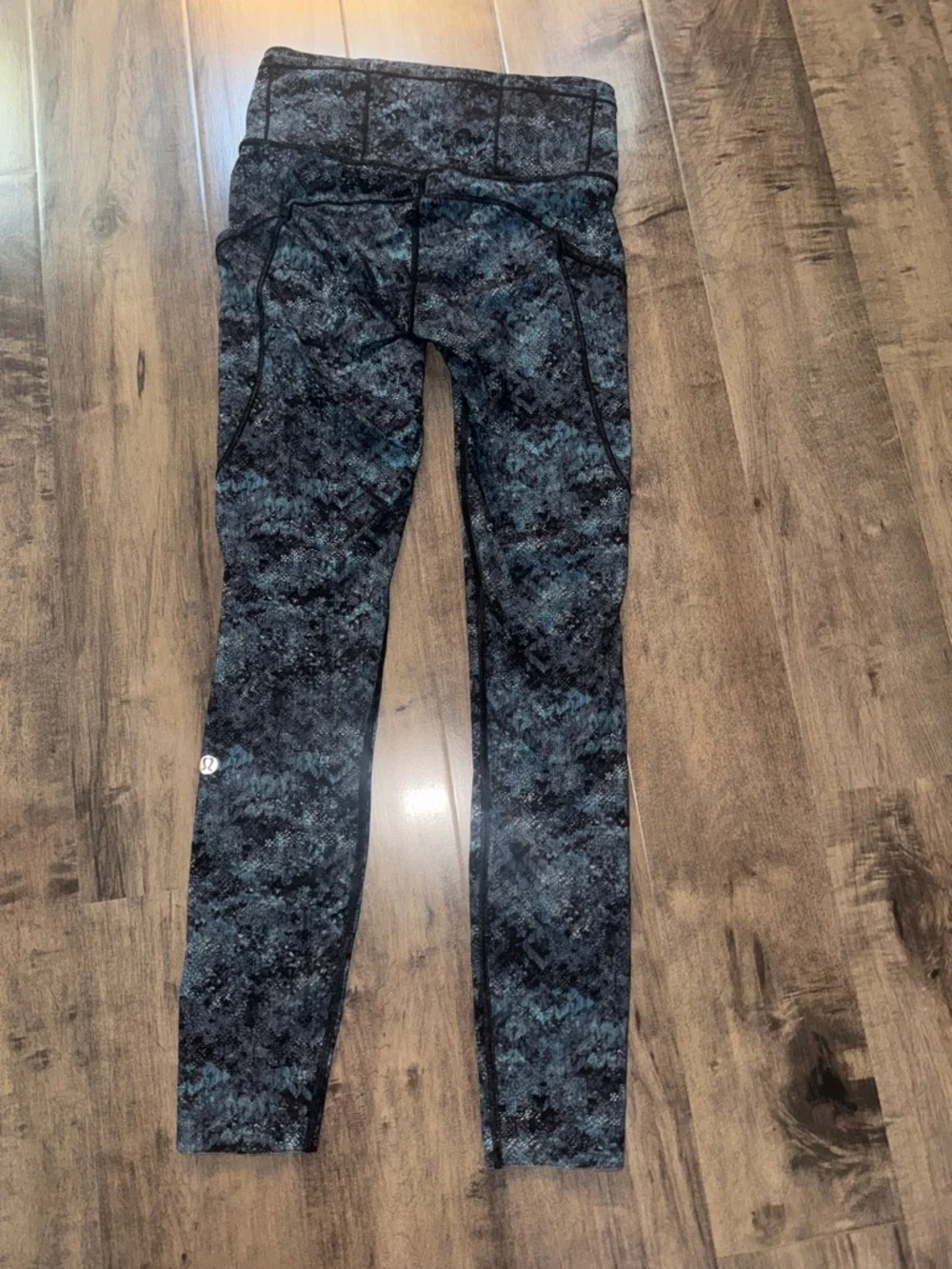 Lululemon Fast and Free High Rise Tight 25 Ice Dye Cerulean Blue Sz 4 Nulux